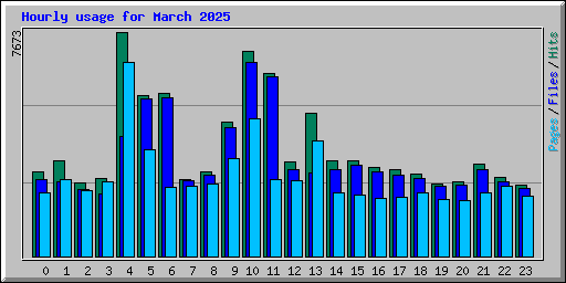 Hourly usage for March 2025